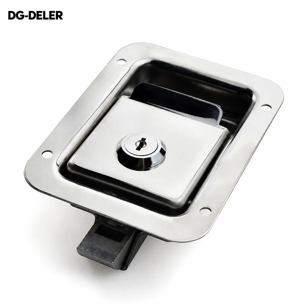DG-DELER MS858A-S 304 Stainless Steel Bright Finish Recessed Panel Lock with Key for Cabinet Equipment Door Hardware