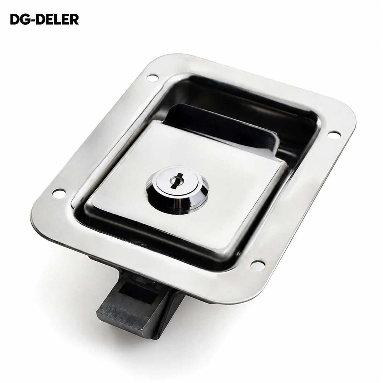 DG-DELER MS858A-S 304 Stainless Steel Bright Finish Recessed Panel Lock with Key for Cabinet Equipment Door Hardware