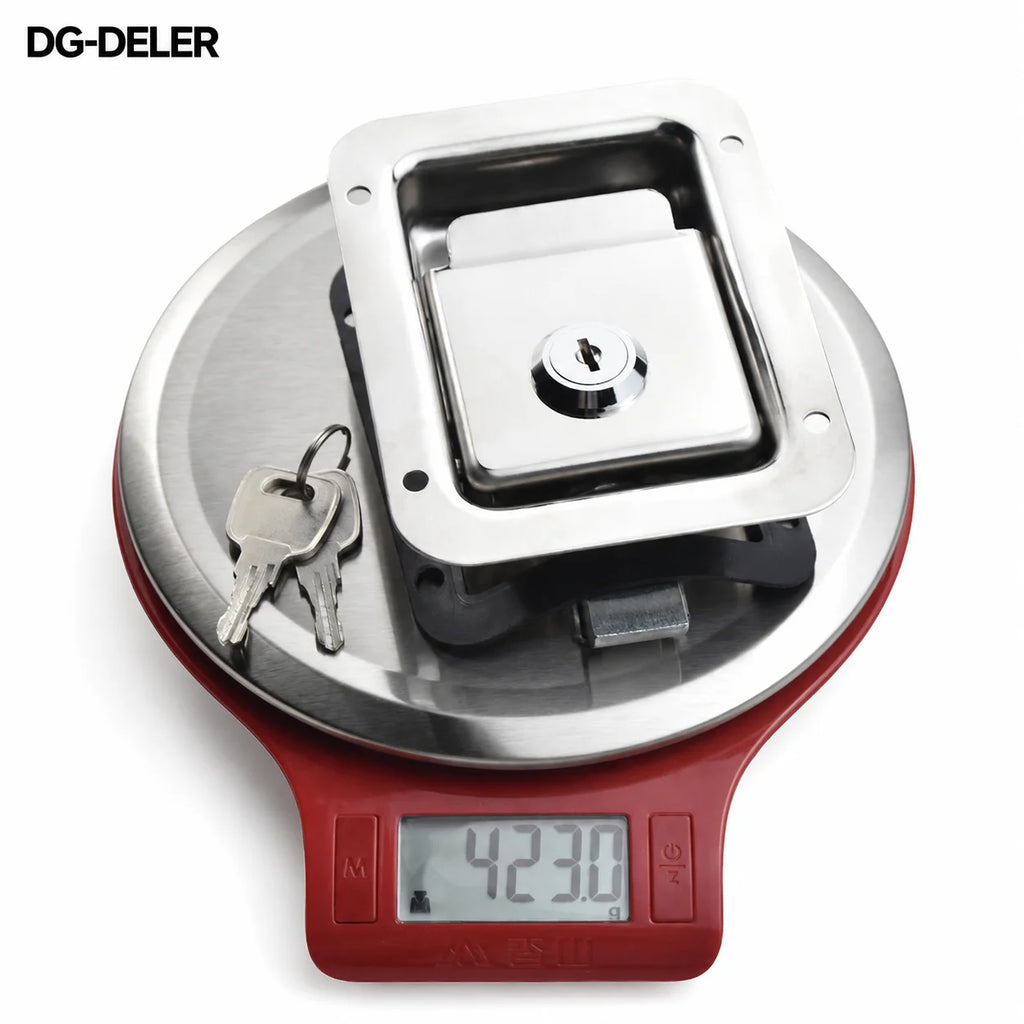 DG-DELER MS858A-S 304 Stainless Steel Bright Finish Recessed Panel Lock with Key for Cabinet Equipment Door Hardware