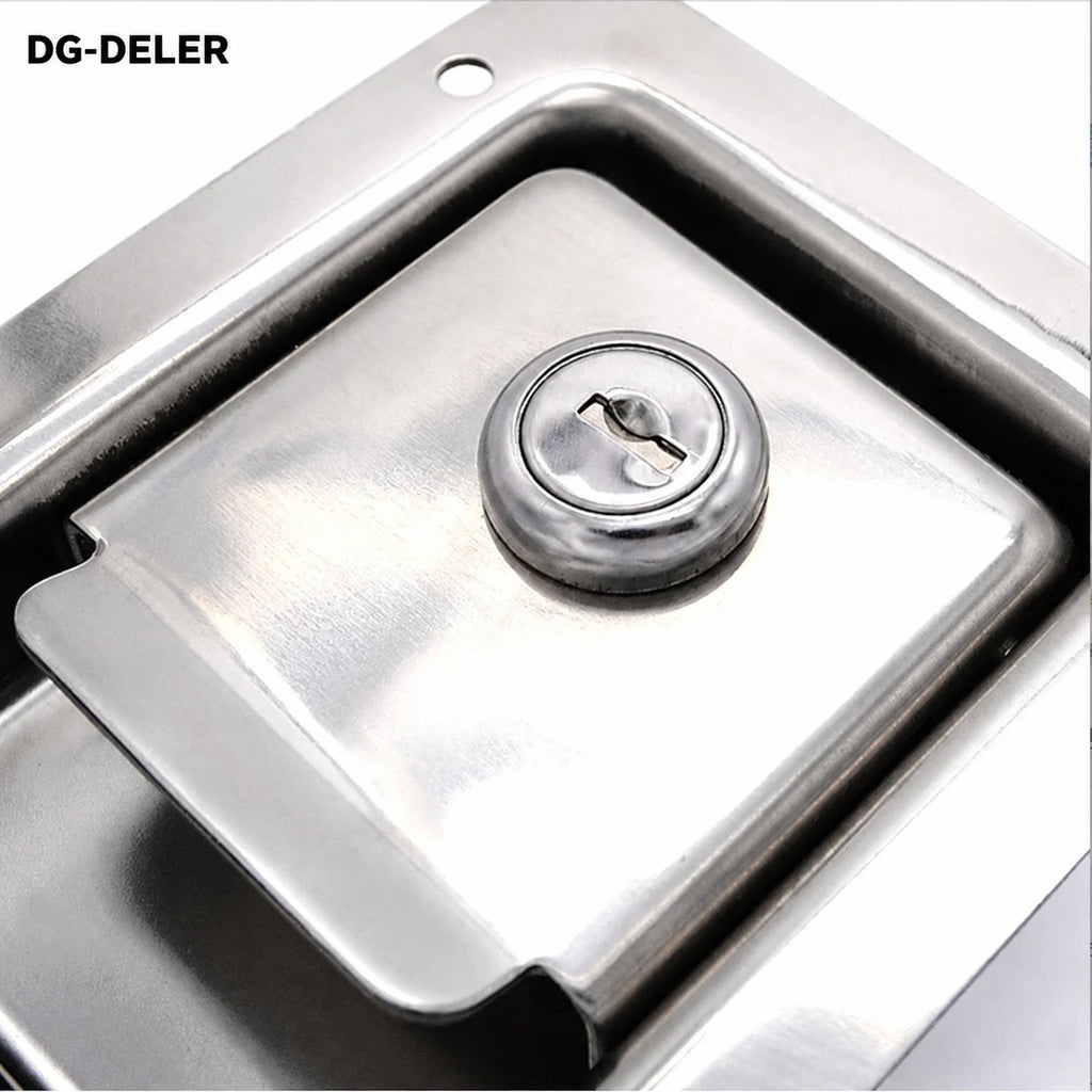 DG-DELER MS858A-S 304 Stainless Steel Bright Finish Recessed Panel Lock with Key for Cabinet Equipment Door Hardware
