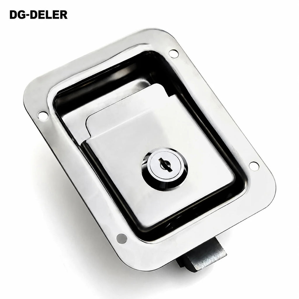 DG-DELER MS858A-S 304 Stainless Steel Bright Finish Recessed Panel Lock with Key for Cabinet Equipment Door Hardware