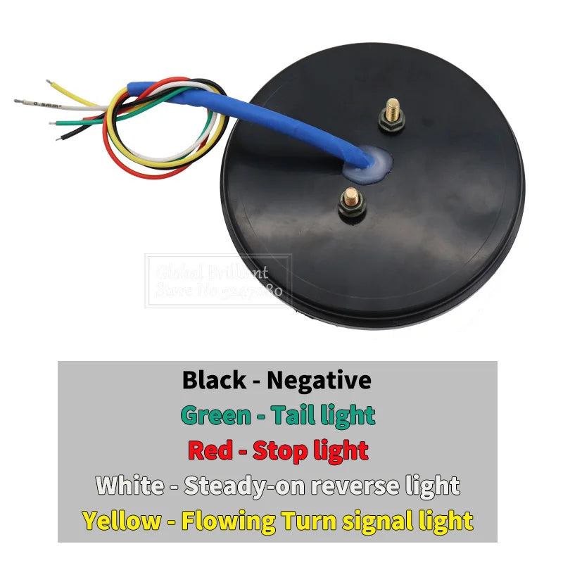 12V 24V Truck Rear Lights Trailer Tail Light Dynamic Running Turn Signal Brake Reversing Light Caravan Round LED Taillight
