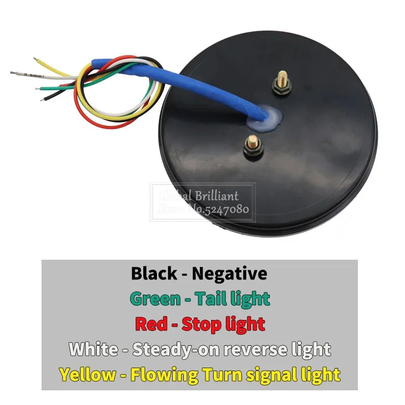 12V 24V Truck Rear Lights Trailer Tail Light Dynamic Running Turn Signal Brake Reversing Light Caravan Round LED Taillight