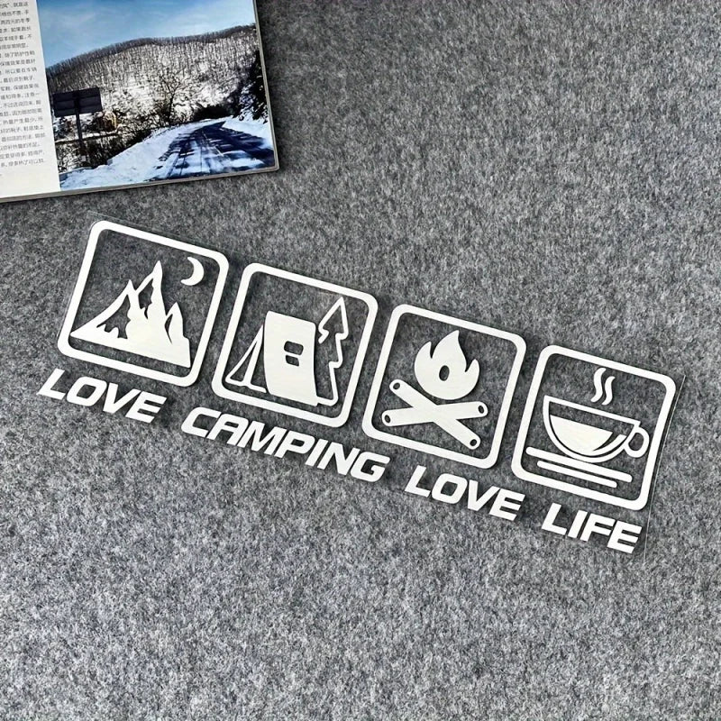 Coffee RV, travel vehicle, off-road camping vehicleCANPINGCar Bonfire Adventure Tag Scooter Love Life Sticker