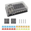 12V fuse box with LED warning light, suitable for cars, boats, RVs, trucks, DC 12-24V, with 5A, 10A, 15A, 20A fuses