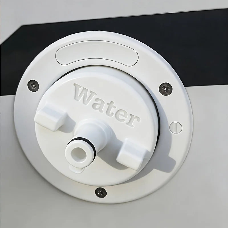 RV water tank adapter with practical water filling function, built-in quick hose connector and O-ring seal design.
