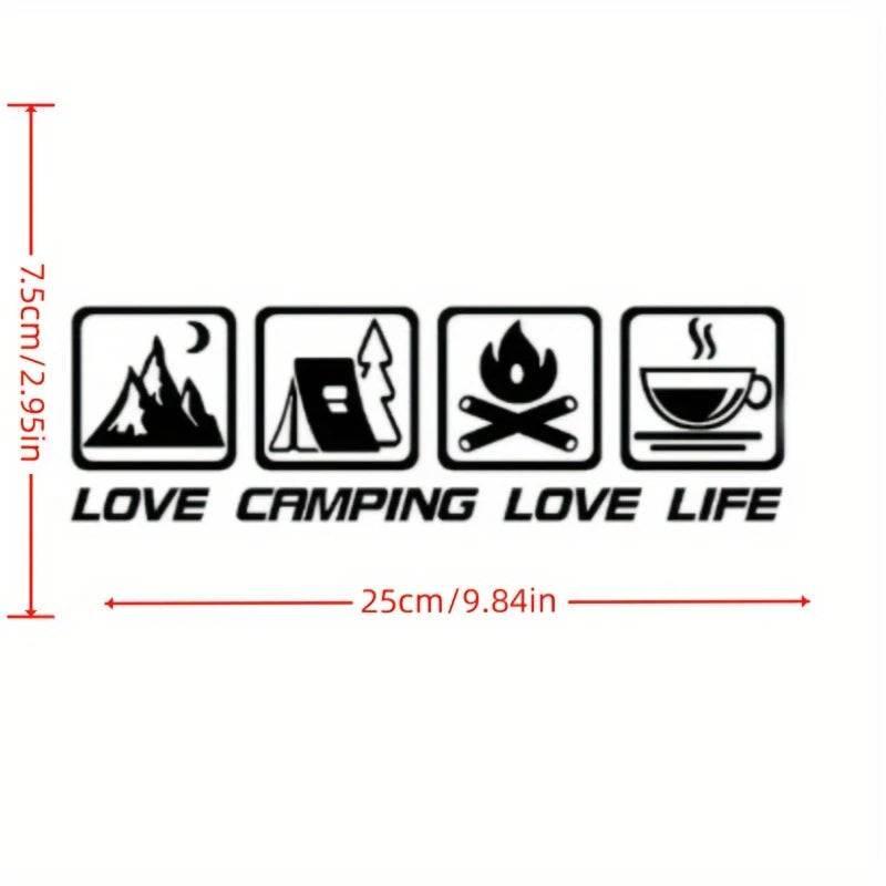 Coffee RV, travel vehicle, off-road camping vehicleCANPINGCar Bonfire Adventure Tag Scooter Love Life Sticker