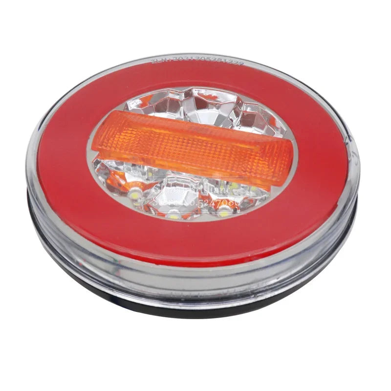 12V 24V Truck Rear Lights Trailer Tail Light Dynamic Running Turn Signal Brake Reversing Light Caravan Round LED Taillight