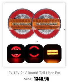 12V 24V Truck Rear Lights Trailer Tail Light Dynamic Running Turn Signal Brake Reversing Light Caravan Round LED Taillight