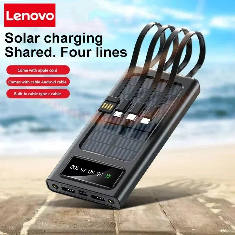 Lenovo 500000mAh Solar Jump Starter Large Capacity Mobile Power Fast Charging Battery Dual USB