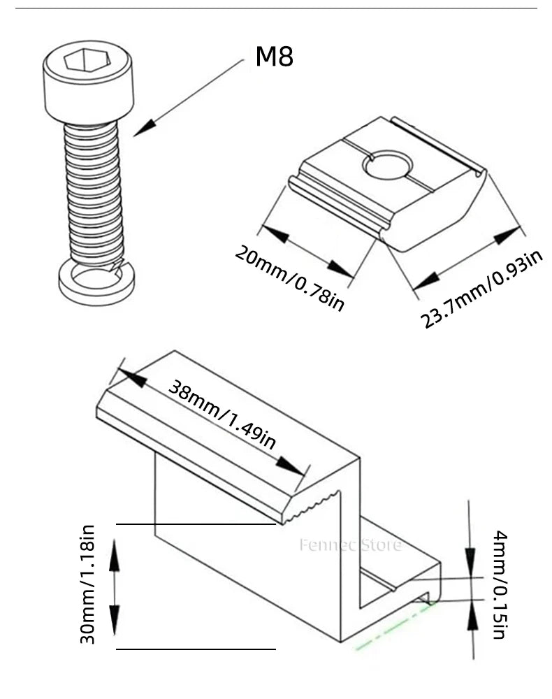 Solar Panel Mounting Fixing Clamp  Solar Panels