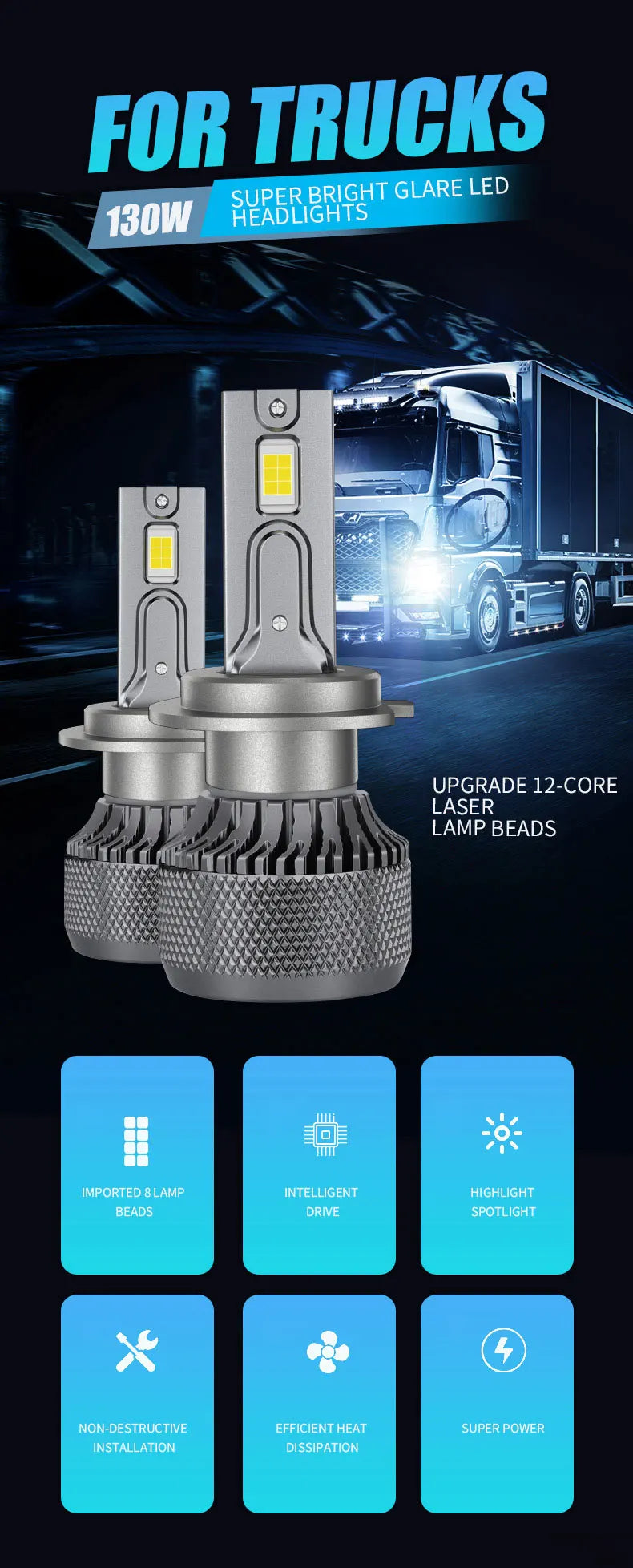 Power Supply 24V LED Truck Headlight H7 LED h7 led lamp h1 led 24v headlight h4 24v truck 9012 led bulb h3 led Truck Lorry Light